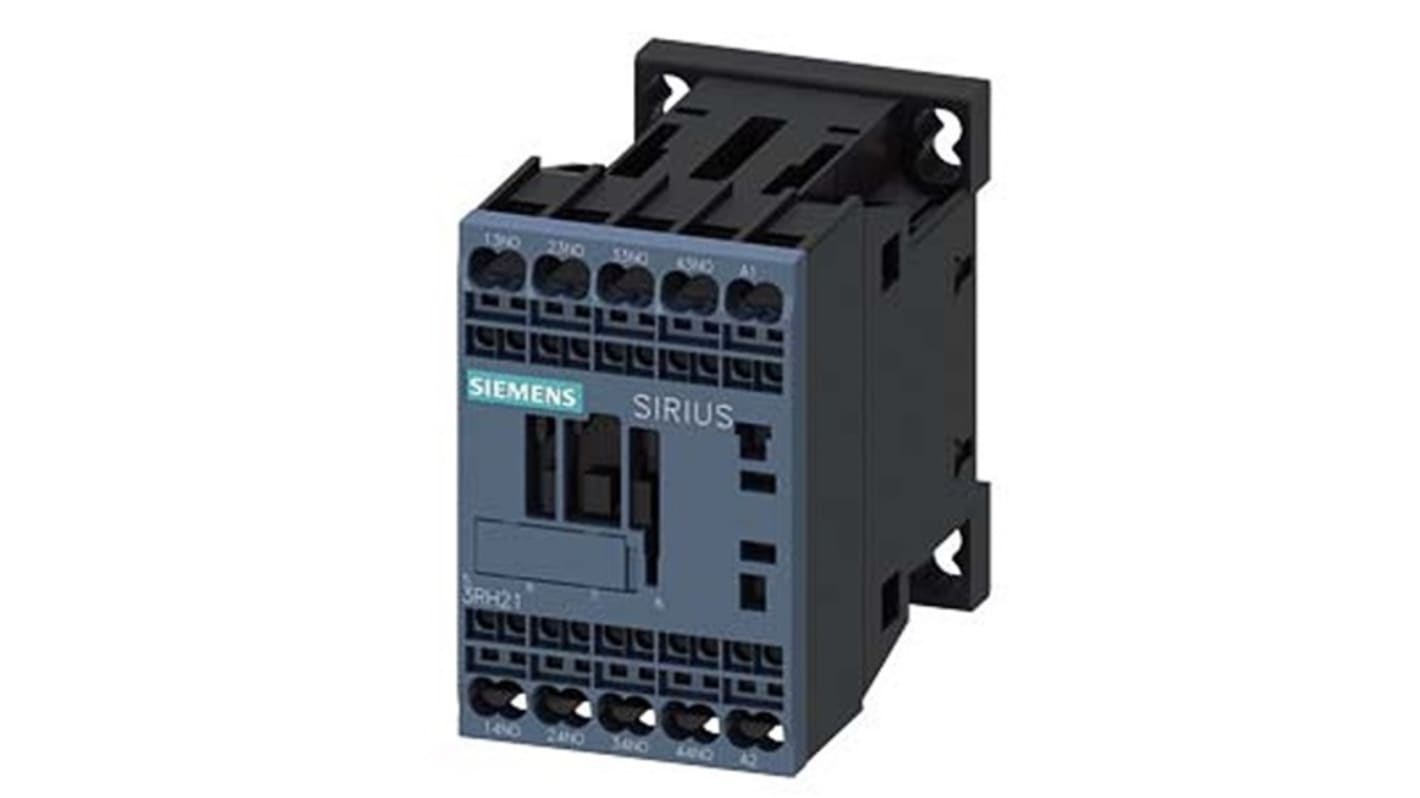 Relè contattore Siemens, serie 3RH2, 4 poli, 4NO, 10 A, bobina 110 V c.a.