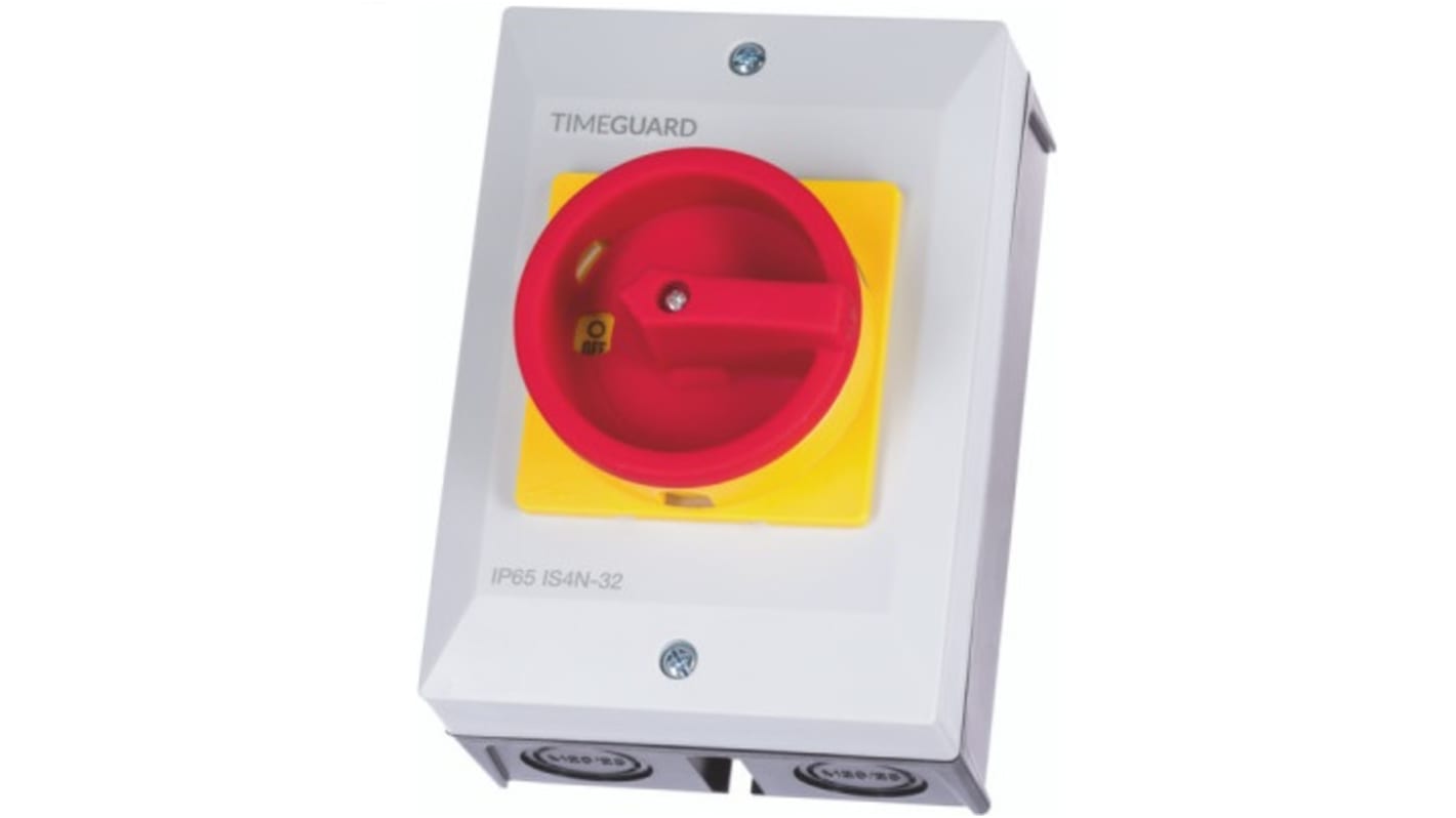 Timeguard 4 Pole Surface Mount Isolator Switch - 32A Maximum Current, IP65