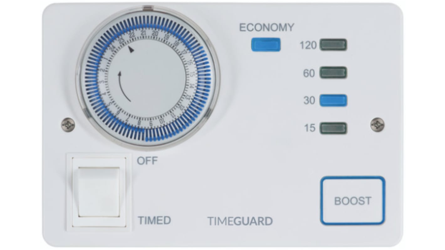 Timeguard White Architrave Switch, 2 Way, 1 Gang, Programastat Plus