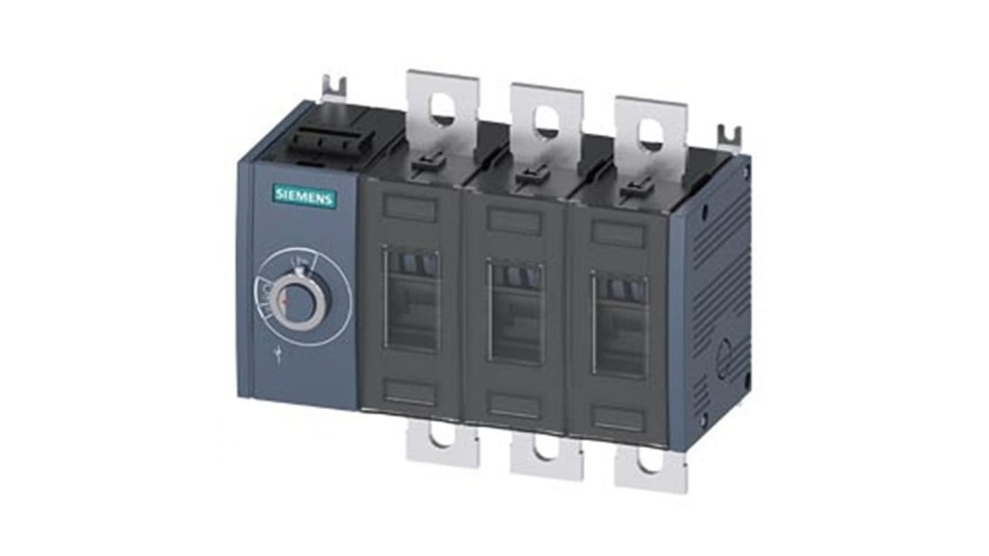 Siemens 3 Pole Fixed Switch Disconnector - 500A Maximum Current, 250kW Power Rating, IP00, IP20