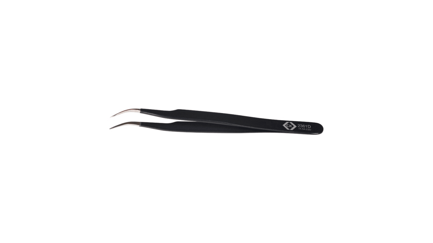 CK 120 mm, Stainless Steel, Curved, Fine, ESD Tweezer