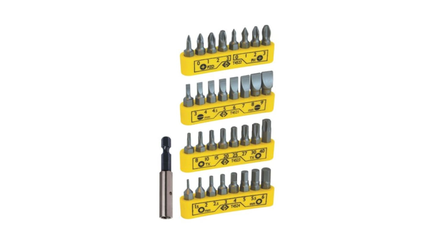 CK Bit Set 33 Pieces, Hexagon, Phillips, Slotted, Torx