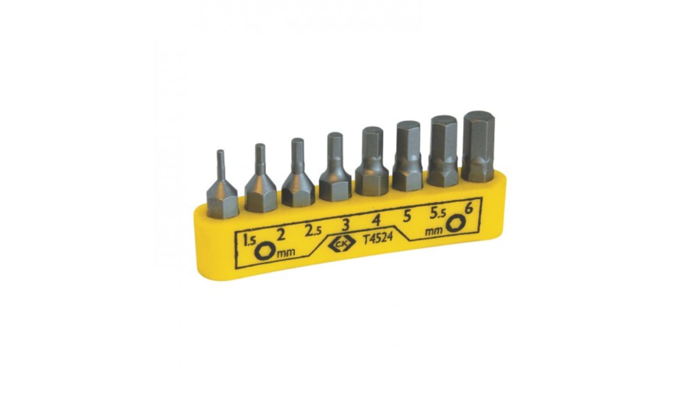 Set inserti per cacciaviti CK, 8 pezzi (Esagono)