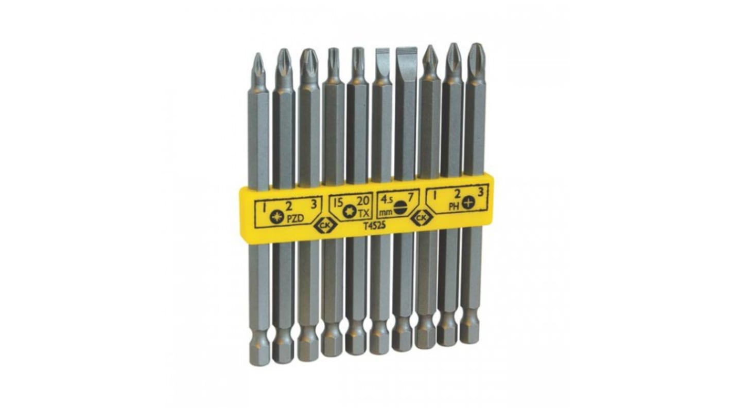CK Bit Set 10 Pieces, Phillips, Pozidriv, Slotted, Torx