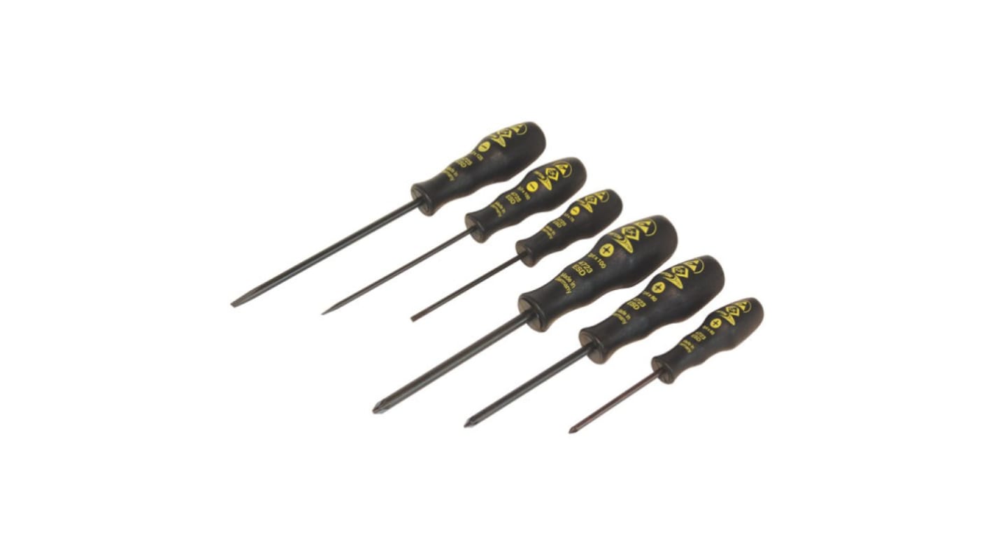 CK Phillips, Slotted Precision Screwdriver Set, 6-Piece, ESD-Safe