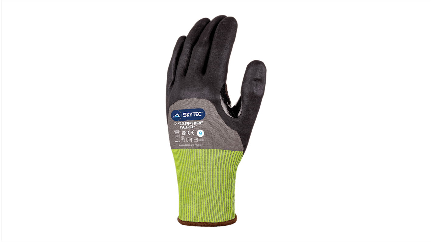 Guantes de trabajo de HPPE Negro; gris Skytec serie SAPPHIRE AERO +, talla 11, con recubrimiento de Espuma de nitrilo