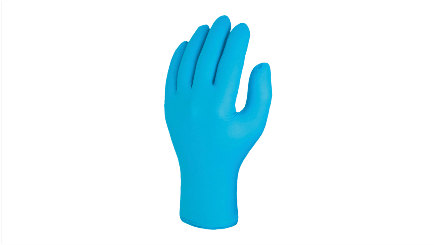 Guantes desechables Skytec sin polvo de Nitrilo Azul claro, talla M, caja de 200 unidades