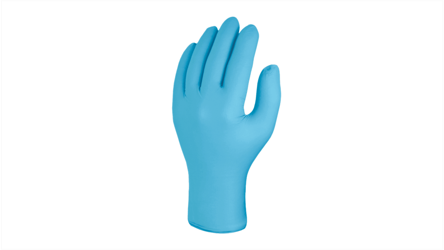 Guantes desechables Skytec sin polvo de Nitrilo Azul, talla M, caja de 100 unidades