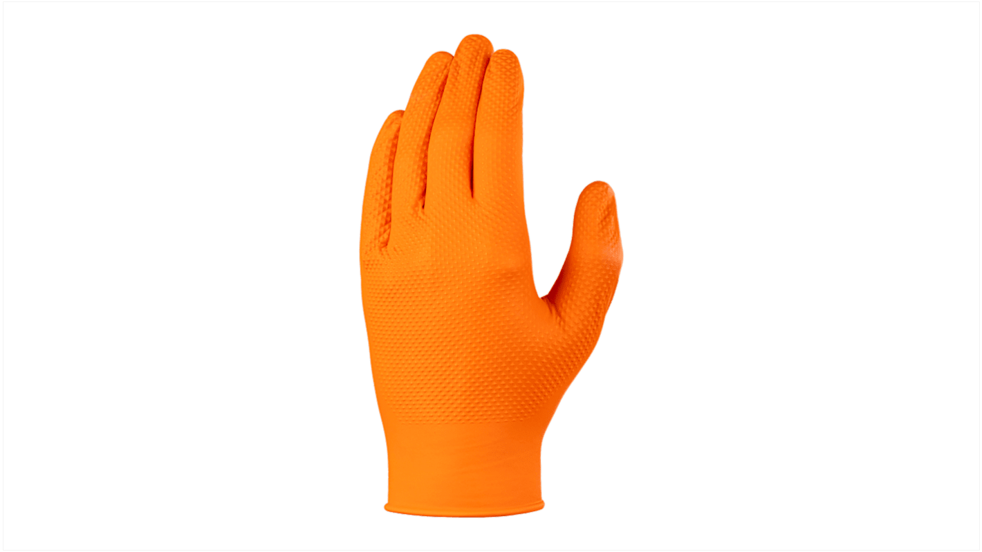 Skytec Chemikalien Einweghandschuhe aus Nitril puderfrei, lebensmittelecht Orange, EN374-1:2016 TYP B KOPT,