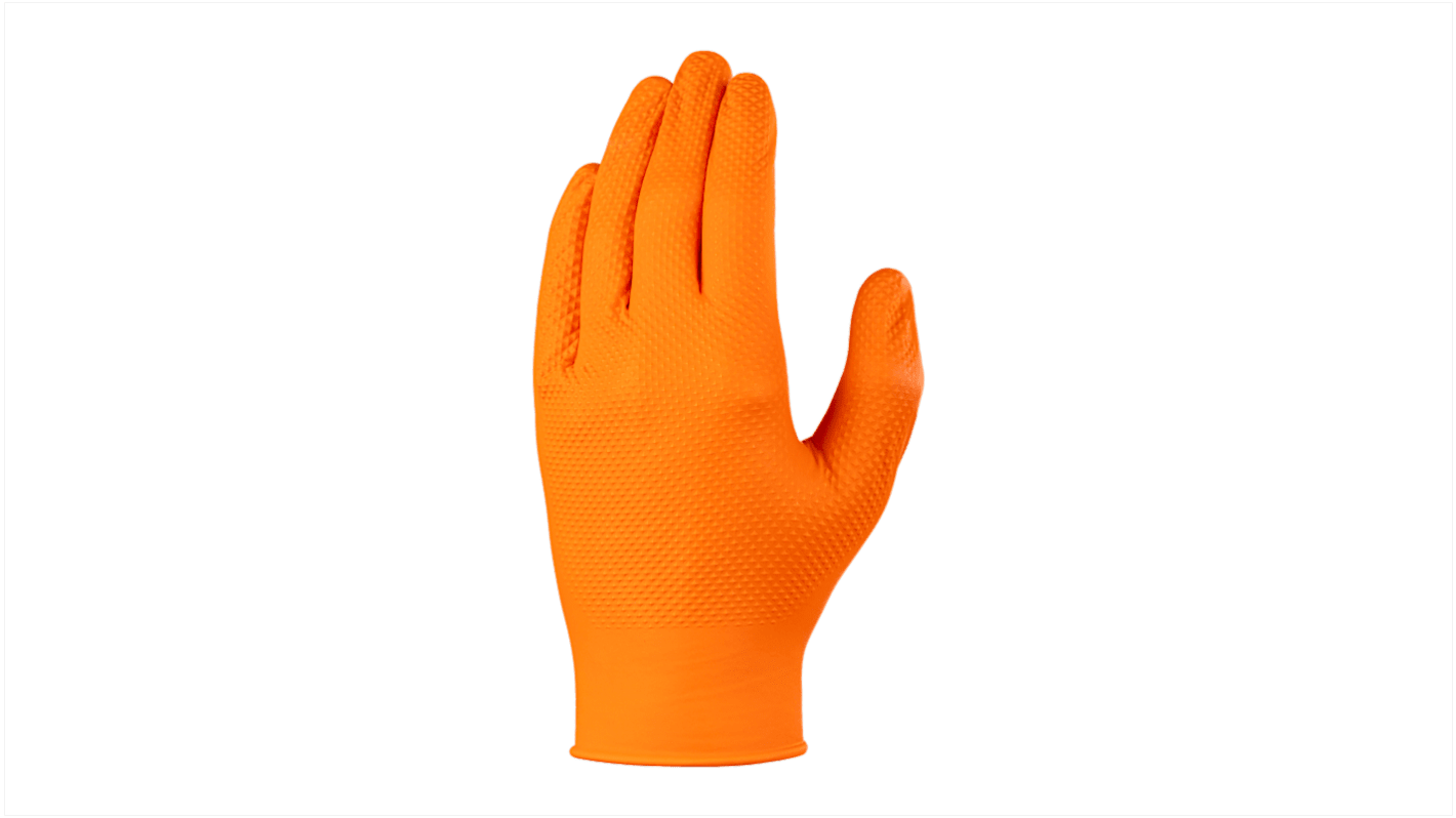 Guantes desechables Skytec sin polvo de Nitrilo Naranja, talla 11, XXL, caja de 90 unidades