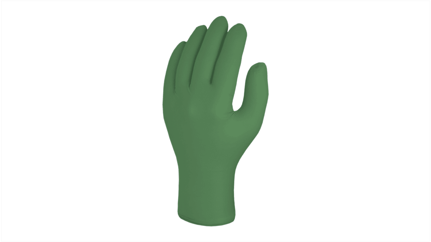 Guantes desechables Skytec sin polvo de Nitrilo Verde, talla 11, XXL, caja de 100 unidades