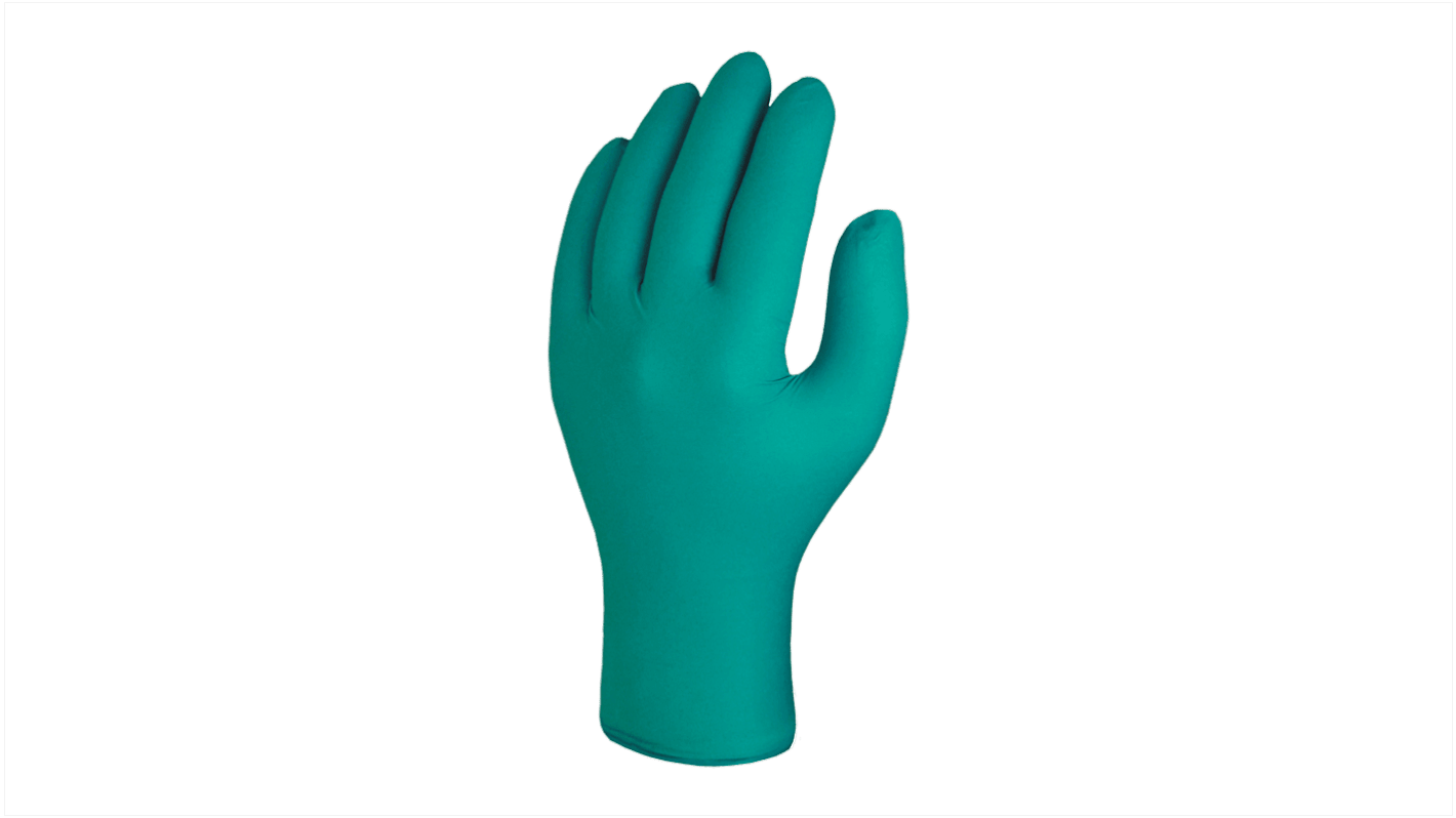 Guantes desechables Skytec sin polvo de Nitrilo Verde, talla M, caja de 20 unidades