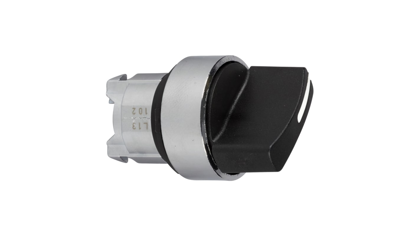 Schneider Electric Harmony XB4 Series 2 Position Selector Switch Head, 22mm Cutout, Black Handle