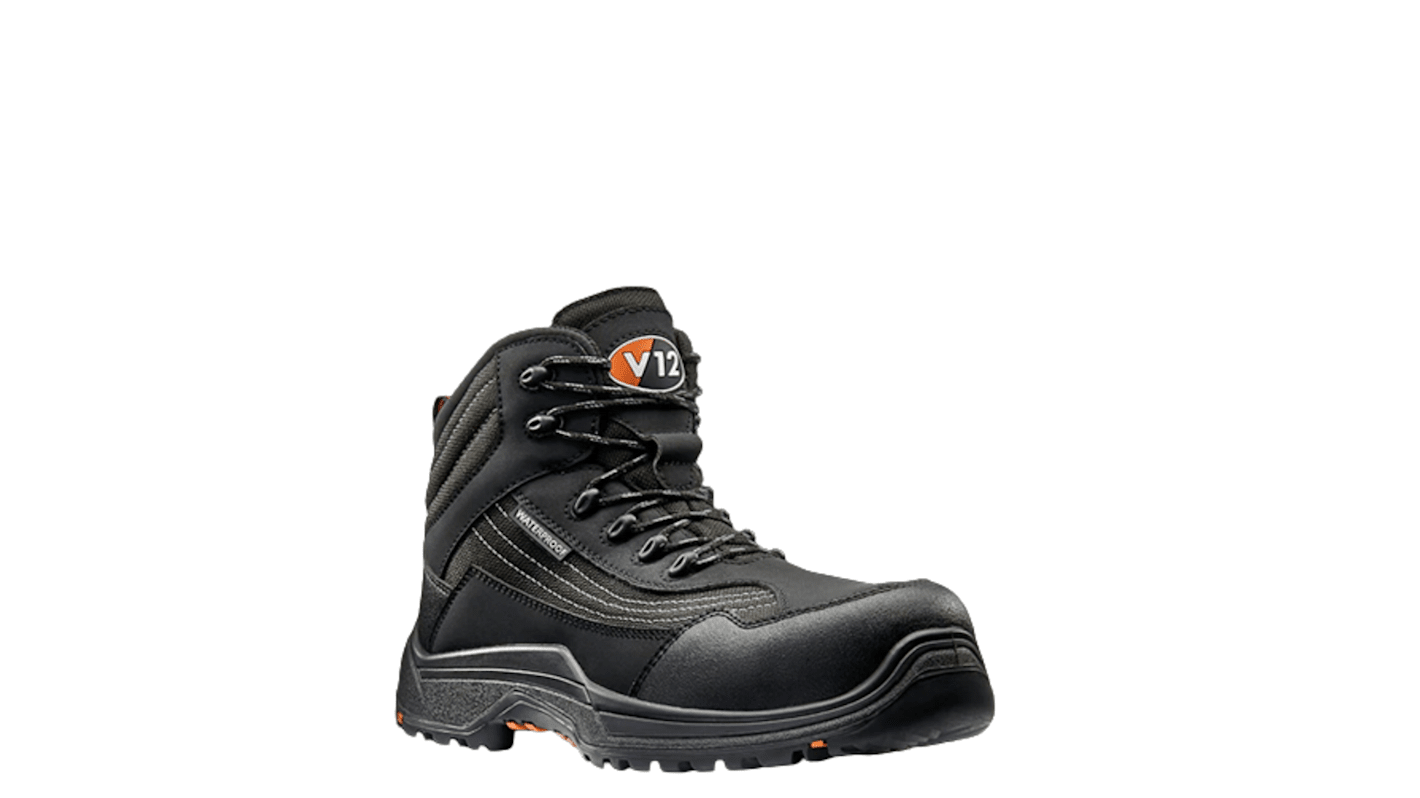 V12 Footwear CHALLENGER IGS Unisex Black Toe Capped Safety Shoes, UK 6.5, EU 40