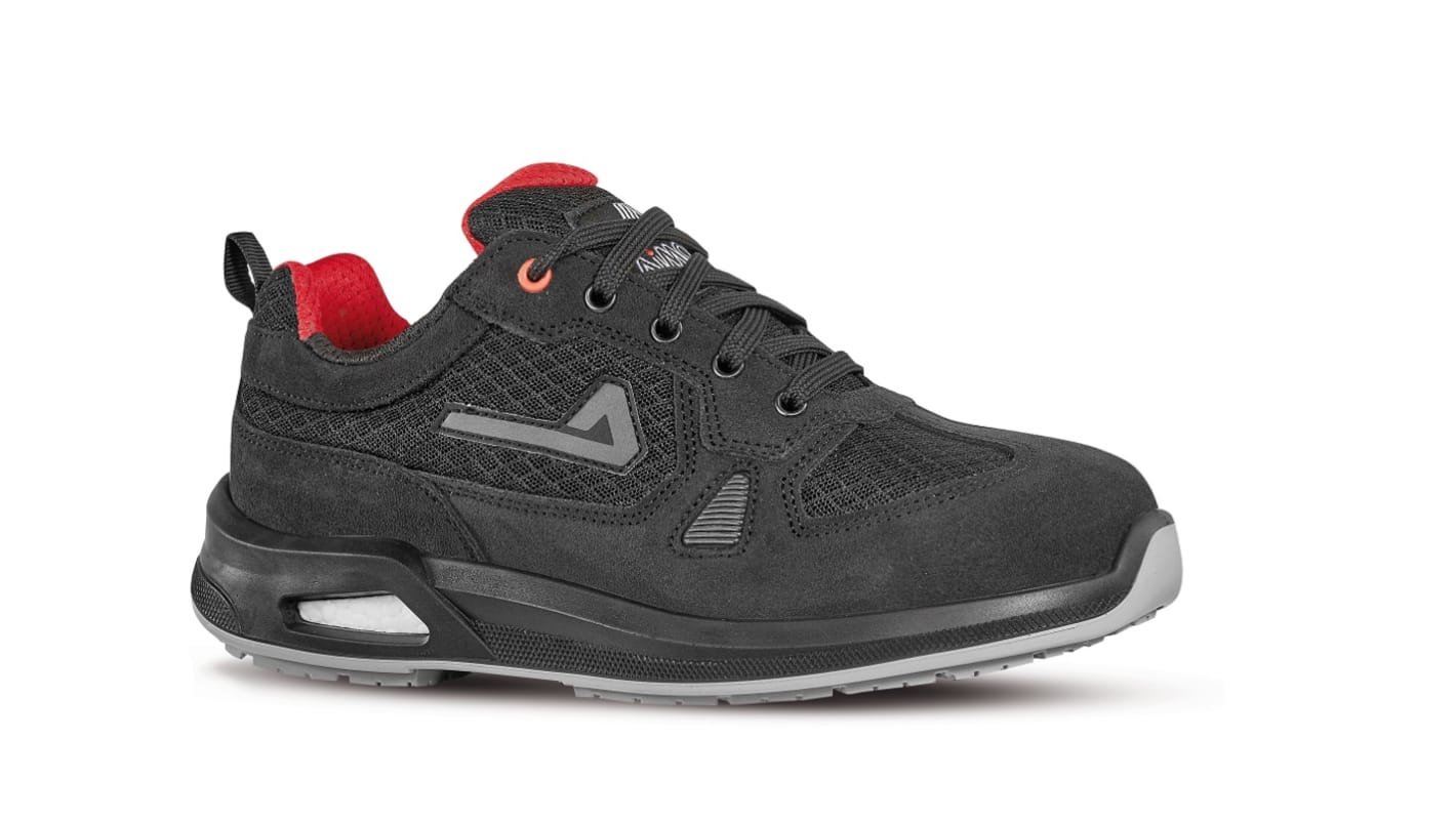 AIMONT Herren Sicherheitshalbschuhe Schwarz, Grau, Rot, mit Zehen-Schutzkappe EN 20345 S1P, Größe 41 / UK 7, ESD-sicher
