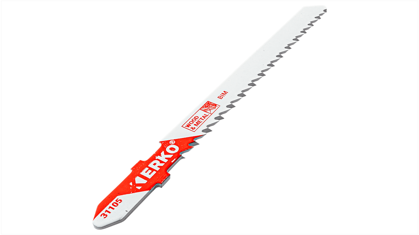 Lame de scie sauteuse ERKO, 10 dents par pouce, Longueur de coupe 75mm, Pas de 2.5, pour Bois, X 5