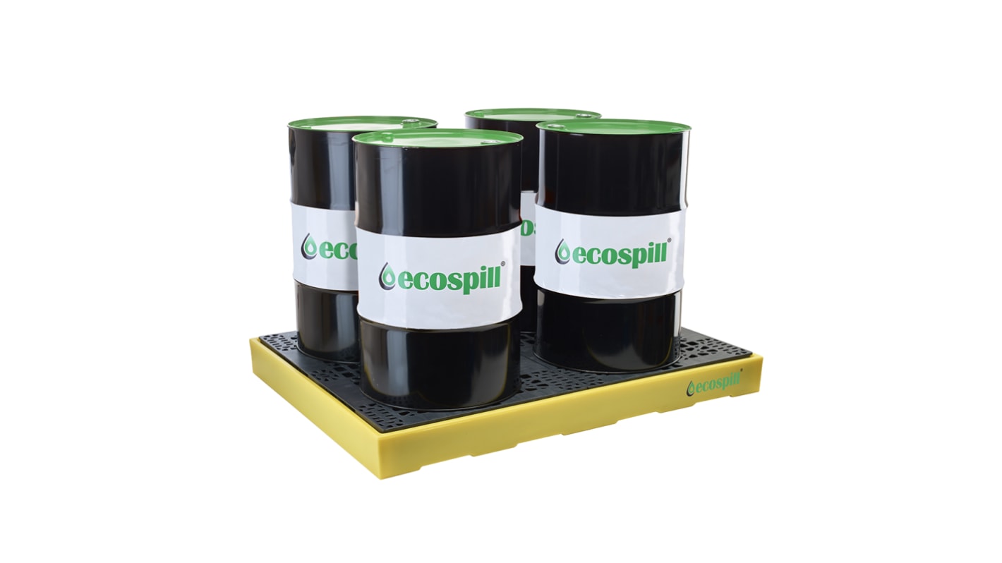 Cubeto de retención para cuatro bidones para control de derrames Ecospill Ltd, capacidad 300L, para sustancia química