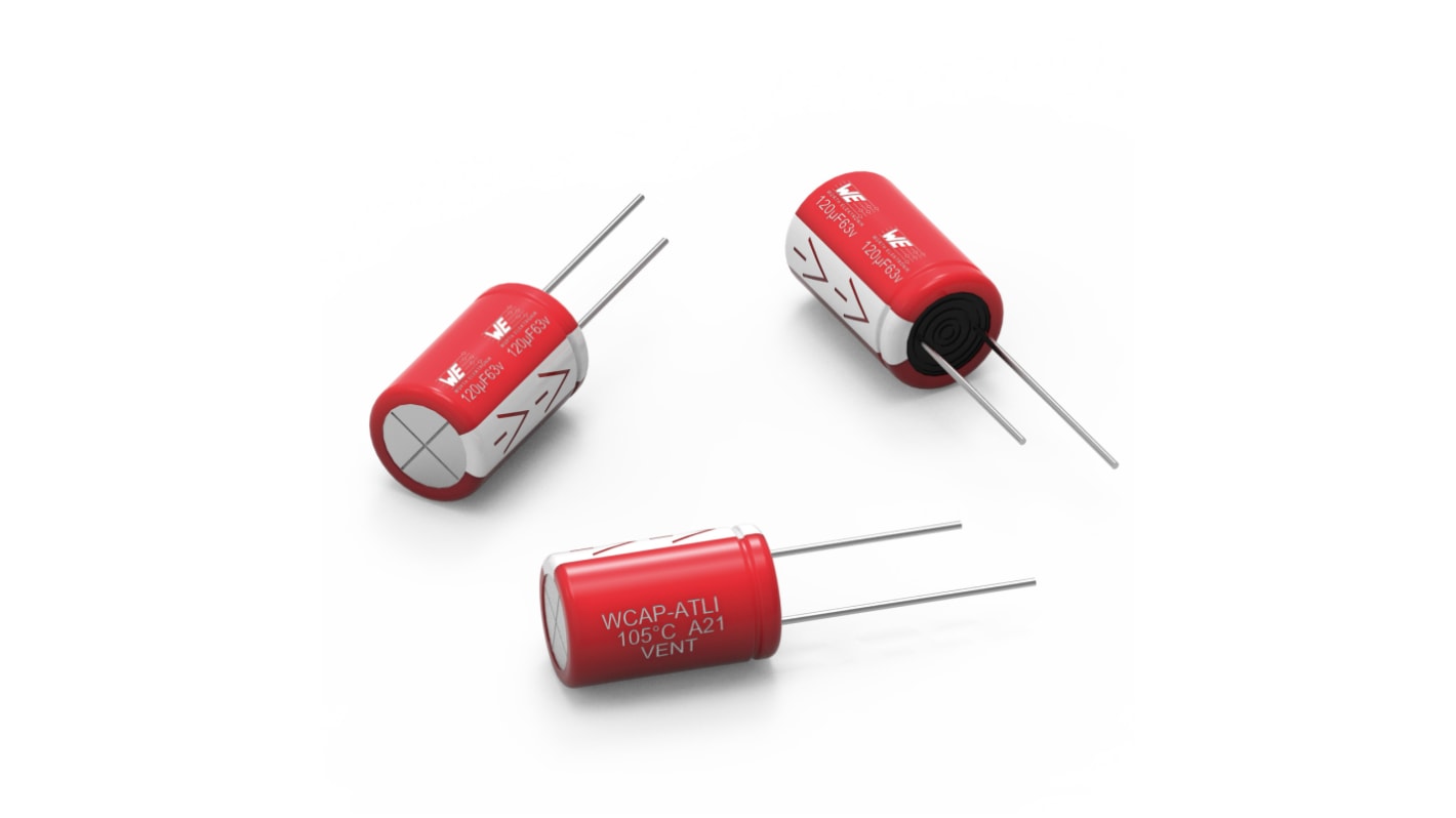 Wurth Elektronik 4.7μF Aluminium Electrolytic Capacitor 100V dc, Through Hole - 860080872002