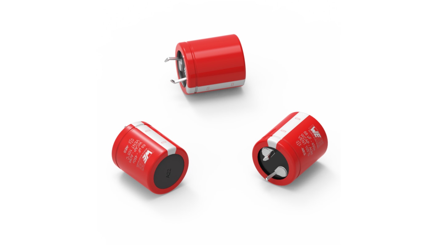 Wurth Elektronik 470μF Aluminium Electrolytic Capacitor 200V dc, Snap-In - 861141084008