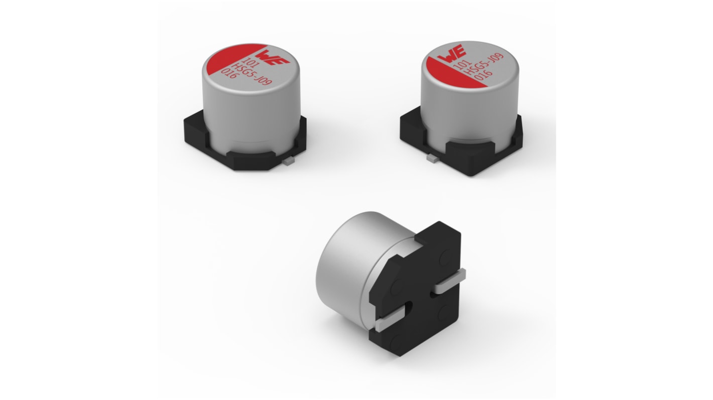 Wurth Elektronik 330μF Surface Mount Aluminium Polymer Capacitor, 16V dc