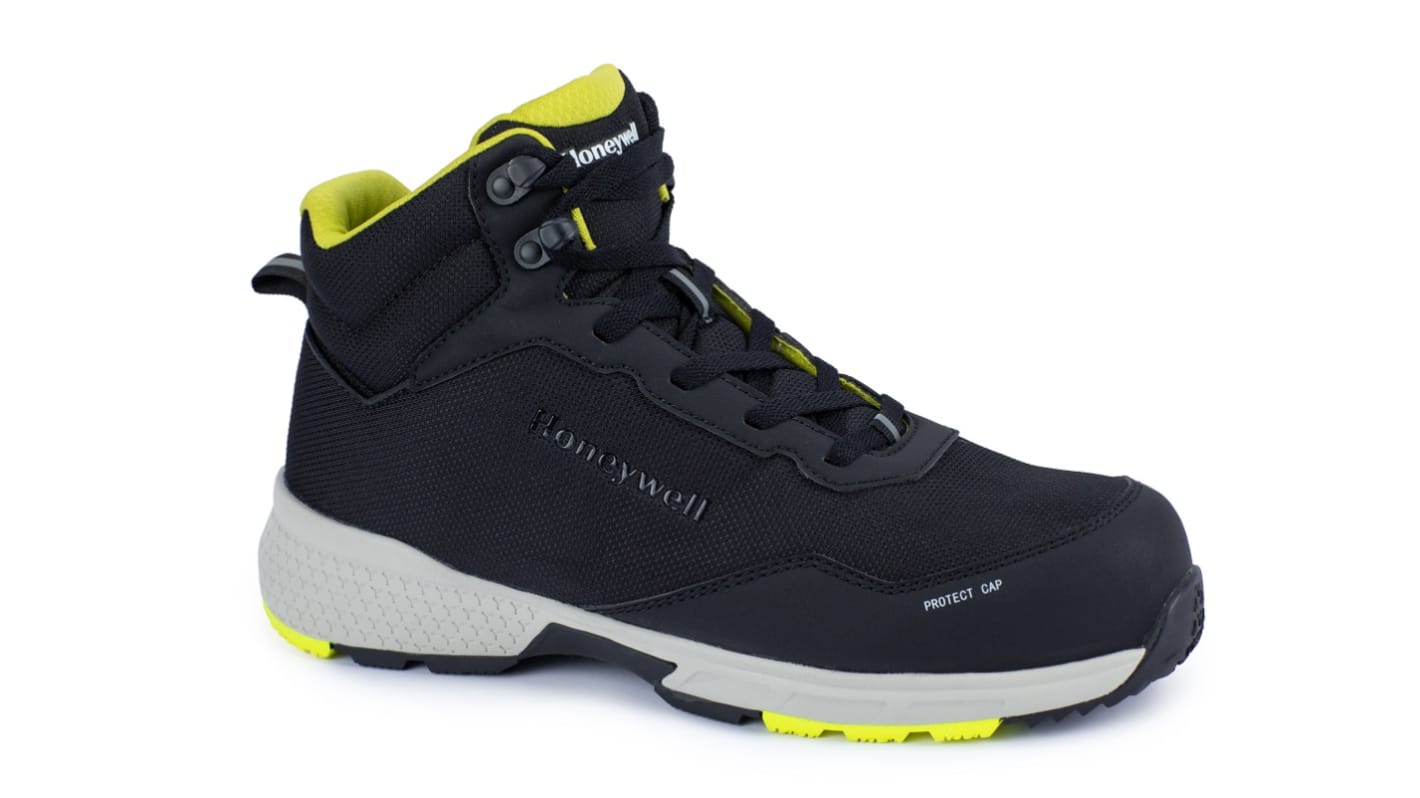 6250128 44 Honeywell Safety Starter Mid Black White Yellow Composite Toe Capped Unisex Safety Boots UK 10 EU 44 RS