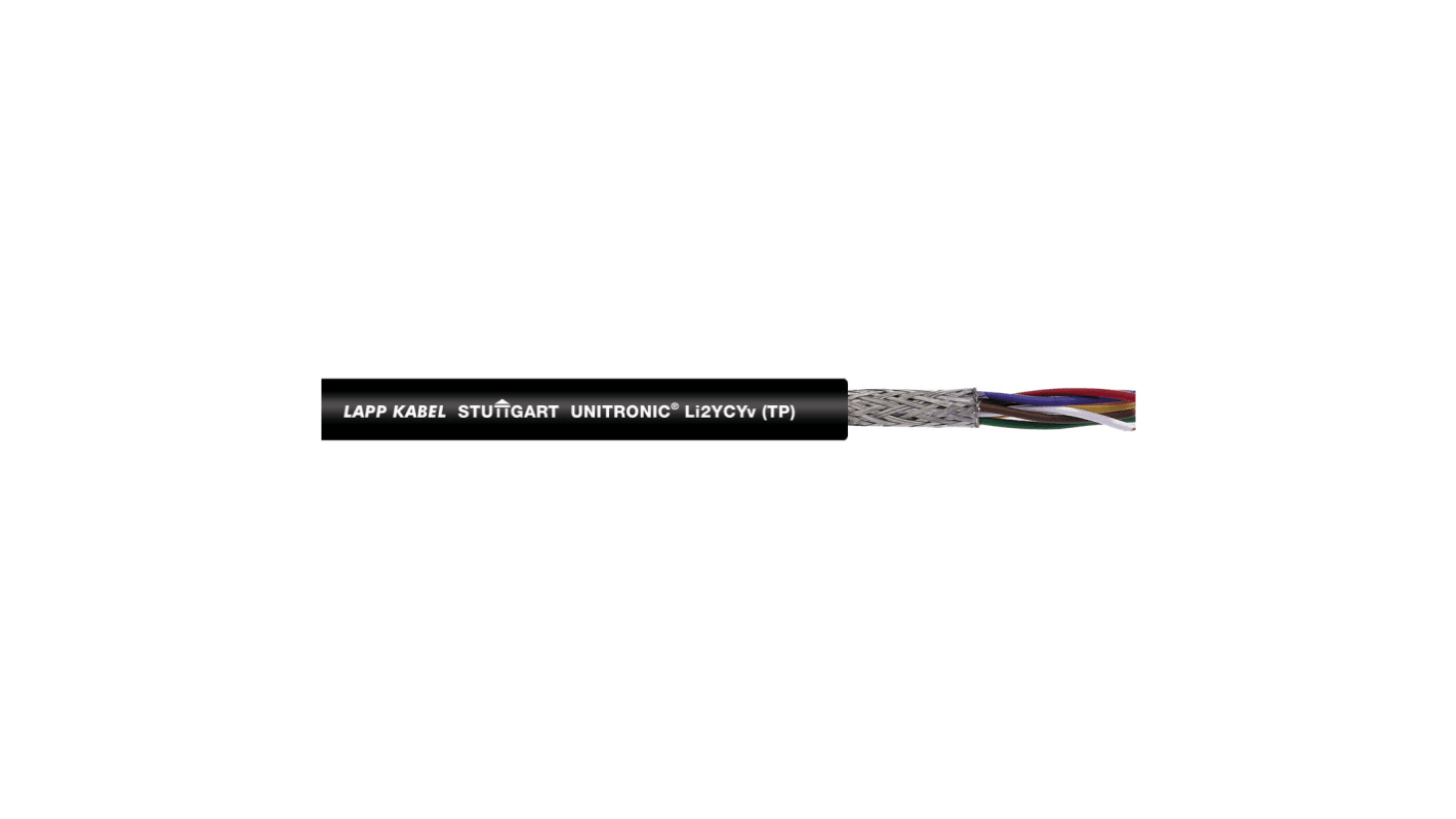 Lapp UNITRONIC Data Cable, 7 Cores, 0.22 mm², LiYCY, Unscreened, 100m, Black PVC Sheath