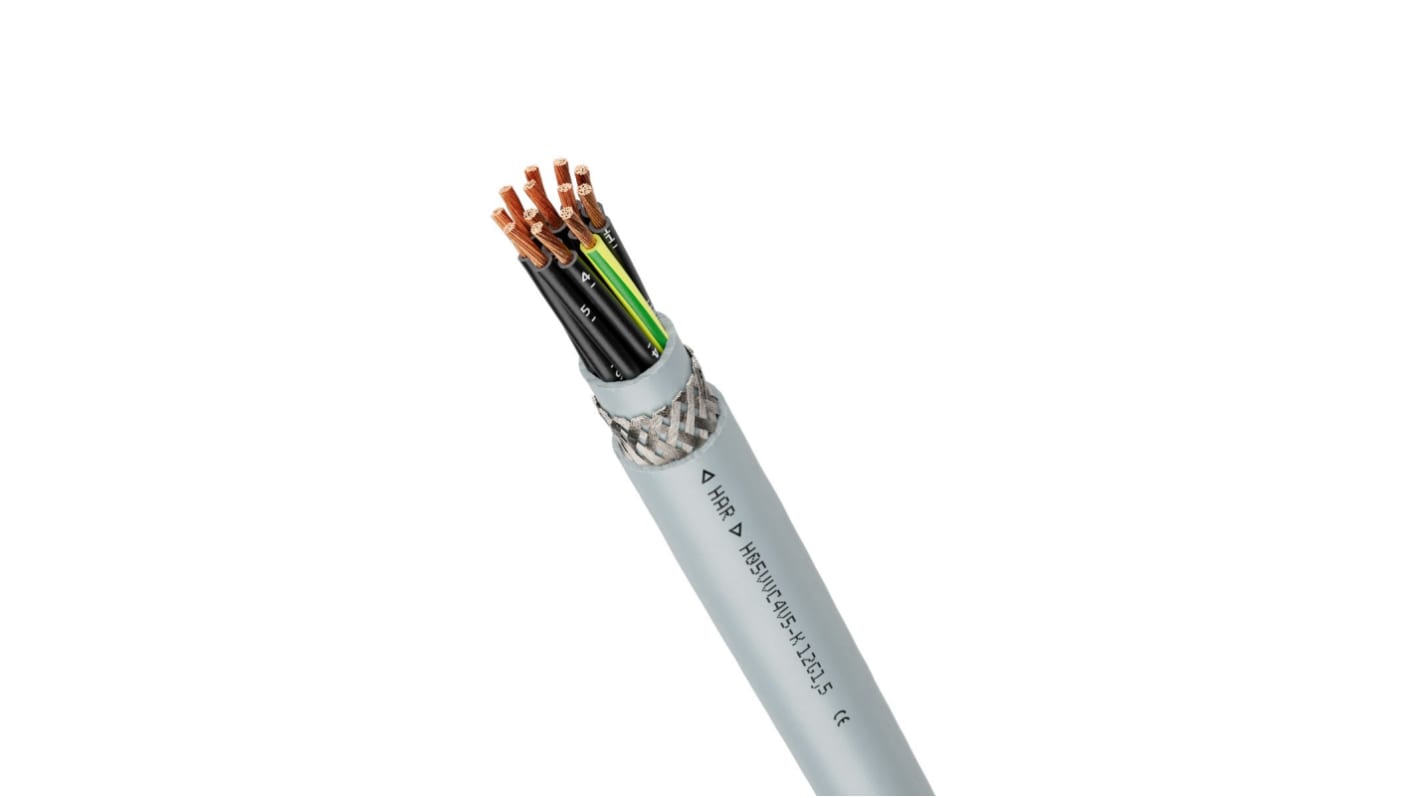 Cable de control apantallado Lapp H05VVC4V5-K de 4 núcleos, 2,5 mm², long. 100m, funda de PVC