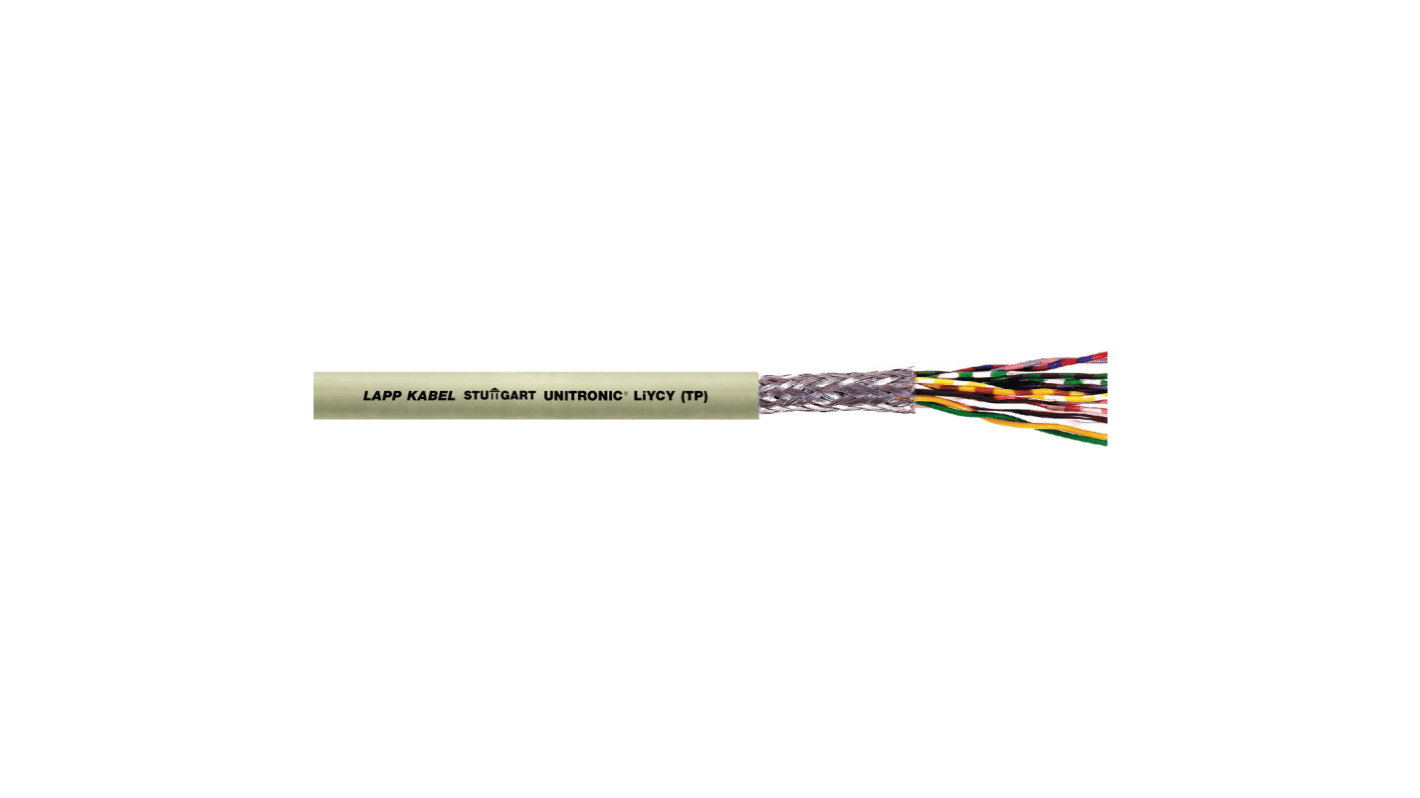Lapp UNITRONIC Data Cable, 3 Cores, 0.75 mm², LiYCY, Unscreened, 100m, Grey PVC Sheath