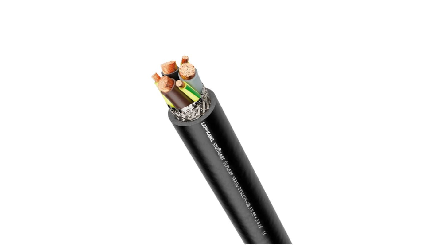Lapp, Shielded, 100m 3 Core, Black Polyvinyl Chloride PVC Power Cable