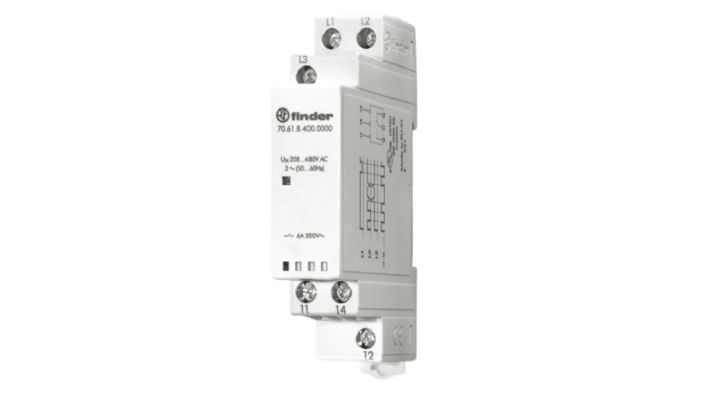 Finder Voltage NFC Monitoring Relay, Three Phase, SPDT, DIN Rail