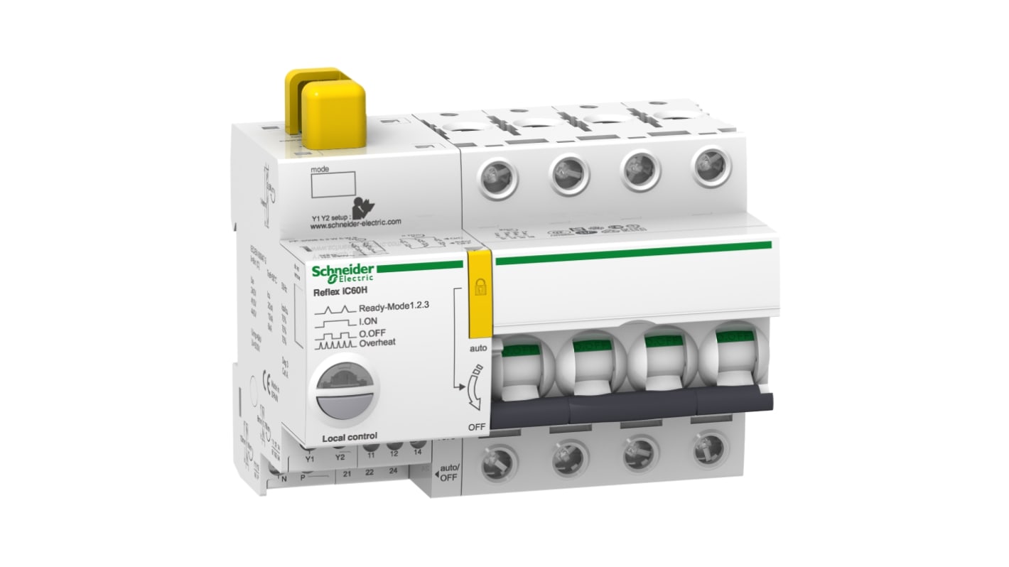 Schneider Electric Acti 9 A9C MCB, 4P, 16A, 500V AC, 15 kA Breaking Capacity