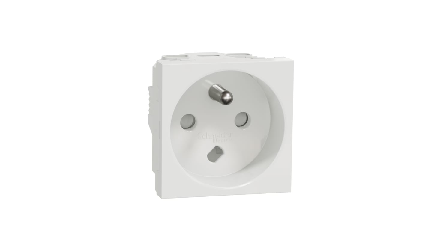 Schneider Electric, New Unica IP3X White Flush Mount 2P+E Socket Socket, Rated At 16A, 250 V