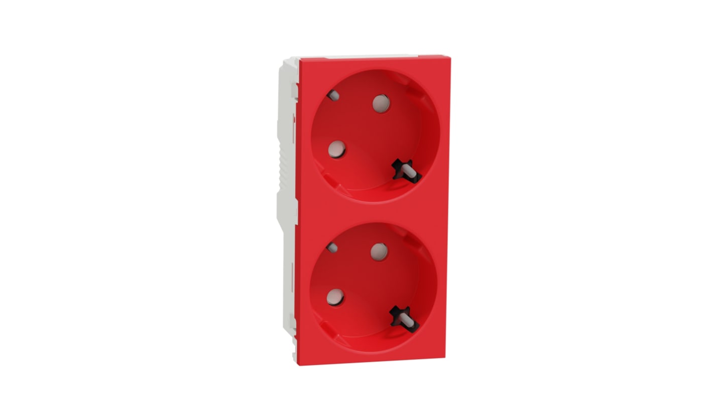 Schneider Electric, New Unica IP21D Red Flush Mount 2P+E Socket Socket, Rated At 16A, 250 V
