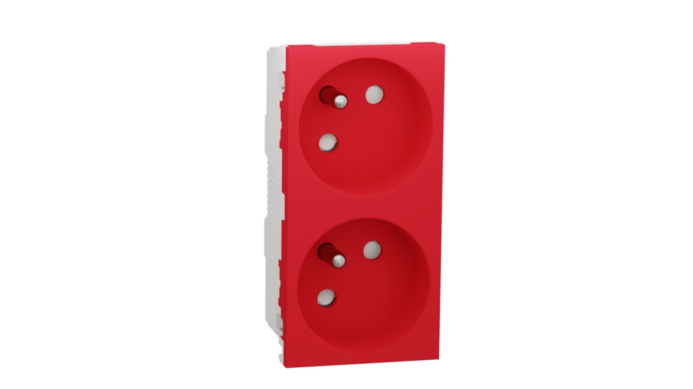 Schneider Electric, New Unica IP3X Red Flush Mount 2P+E Socket Socket, Rated At 16A, 250 V