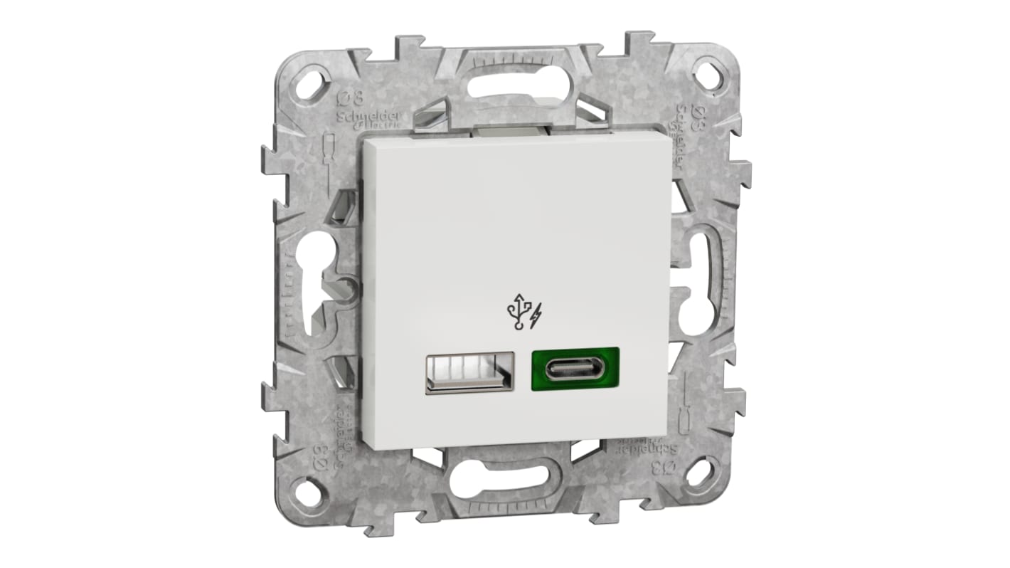 Gniazdo USB USB A, USB C Montaż wpuszczany Schneider Electric ścieżki: podwójne 1.5 A, 3 A