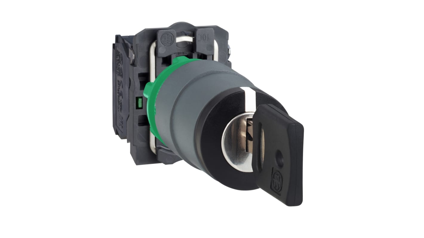 Schneider Electric Key Selector Switch - (2NO) 22mm Cutout Diameter 3 Positions