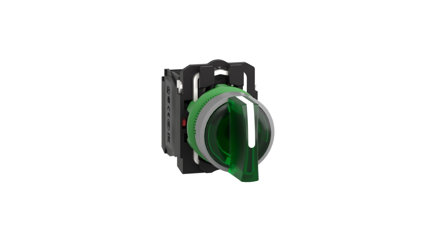 Schneider Electric Handle Selector Switch - (SPDT) 22mm Cutout Diameter, Illuminated 3 Positions