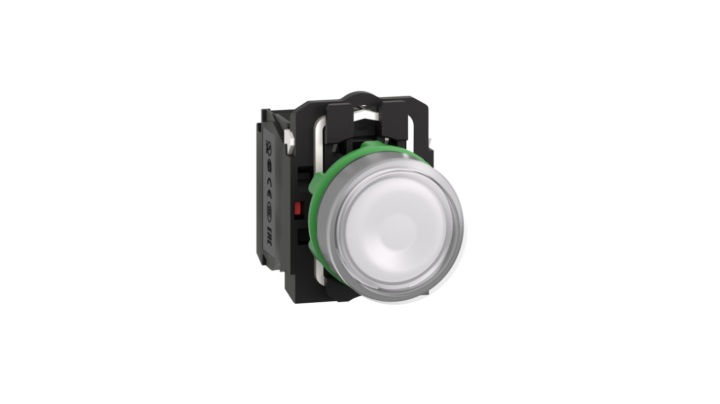 Pulsador Schneider Electric XB5, color de botón Blanco, SPDT, 1110 → 120V, IP66, IP67, iluminado