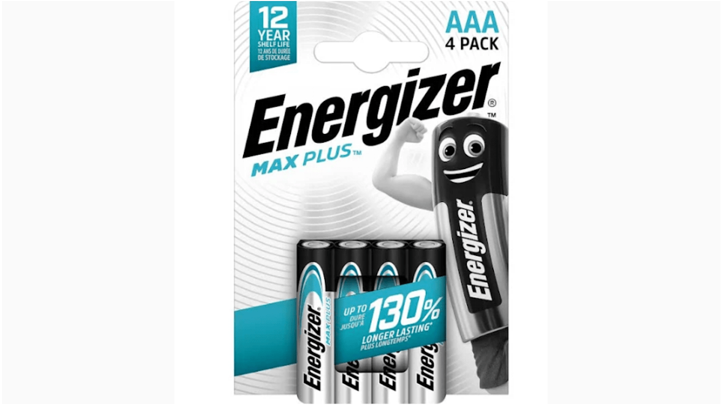 Energizer Energizer MAX PLUS Alkaline, Zinc Manganese Dioxide AAA Batteries 1.5V