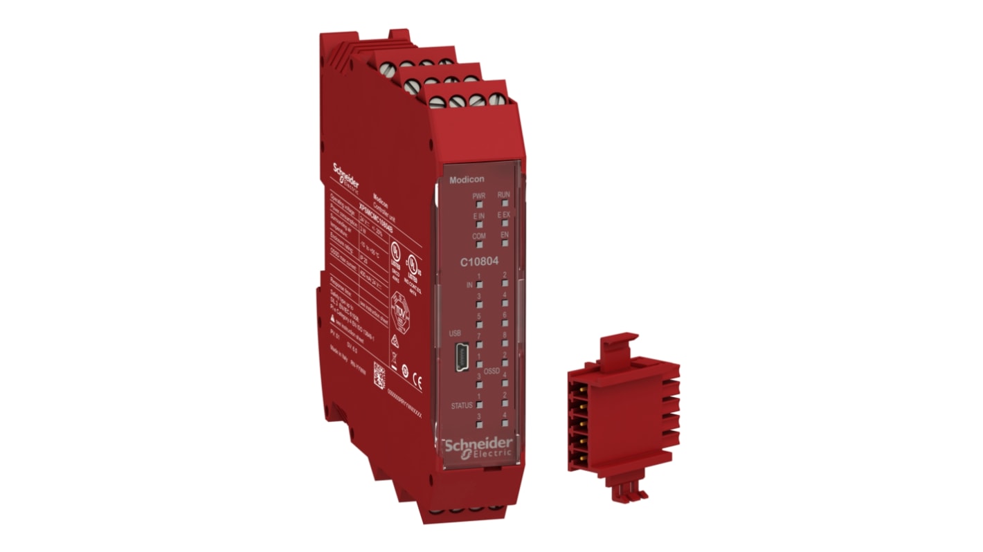 Controlador Schneider Electric XPSMCM, 24 V dc, 8 entradas tipo PNP, entrada de seguridad tipo PNP