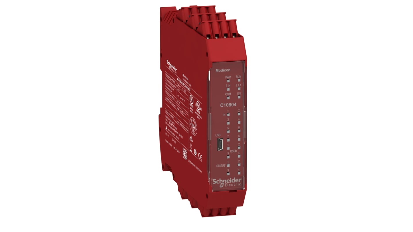 Controlador Schneider Electric XPSMCM, 24 V dc, 8 entradas tipo PNP, entrada de seguridad tipo PNP