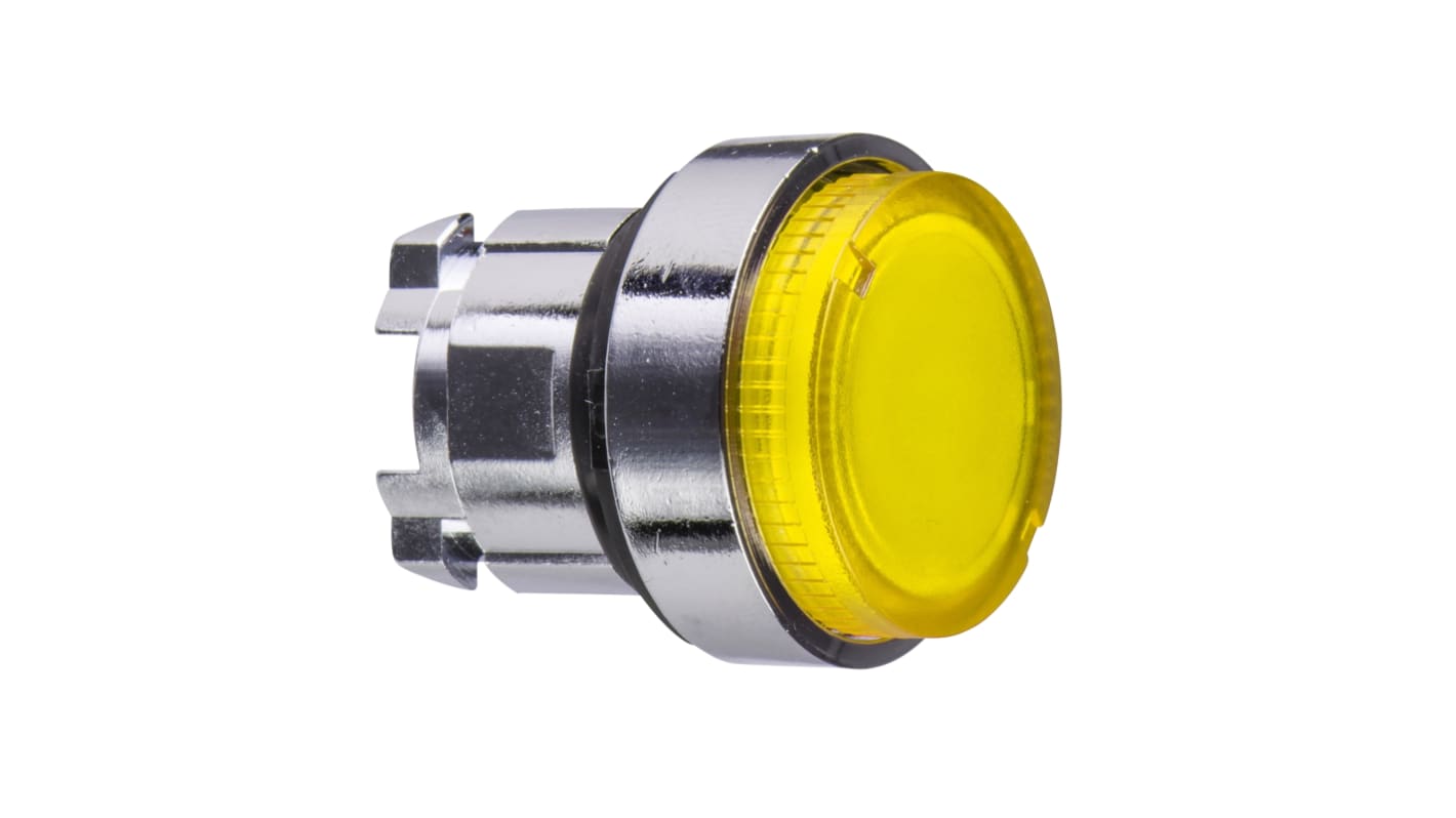 Schneider Electric Harmony XB4 Series Yellow Illuminated Spring Return Push Button Head, 22mm Cutout, IP66, IP69