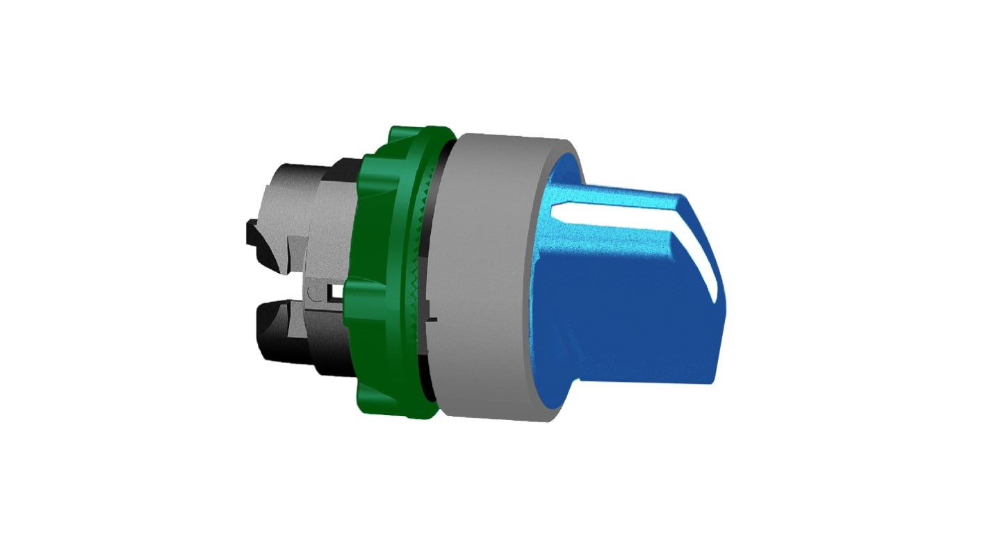 Schneider Electric Harmony XB5 Series 3 Position Selector Switch Head, 22mm Cutout, Blue Handle