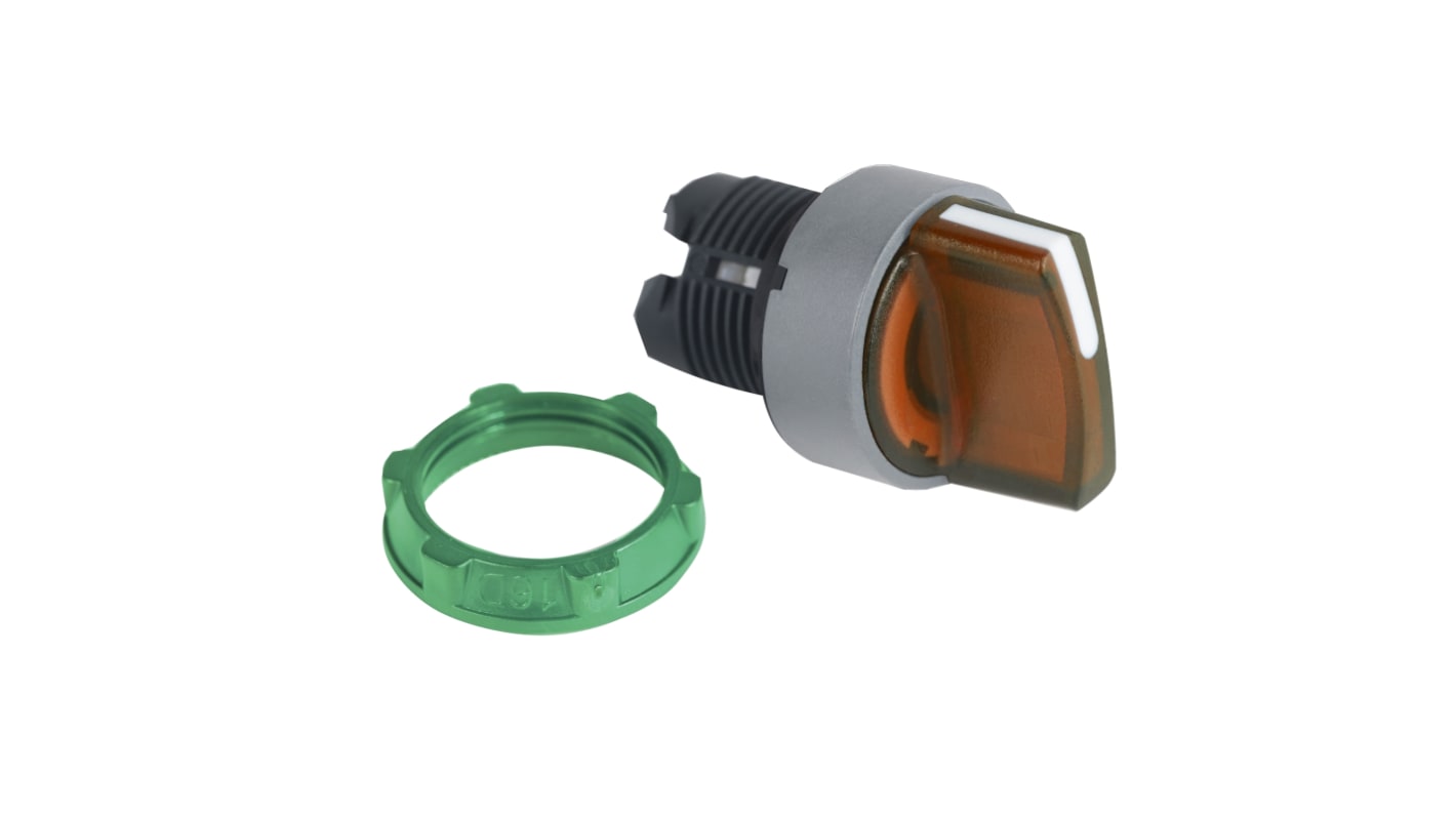 Schneider Electric ZB5 Series 2 Position Selector Switch Head, 22mm Cutout, Orange Handle