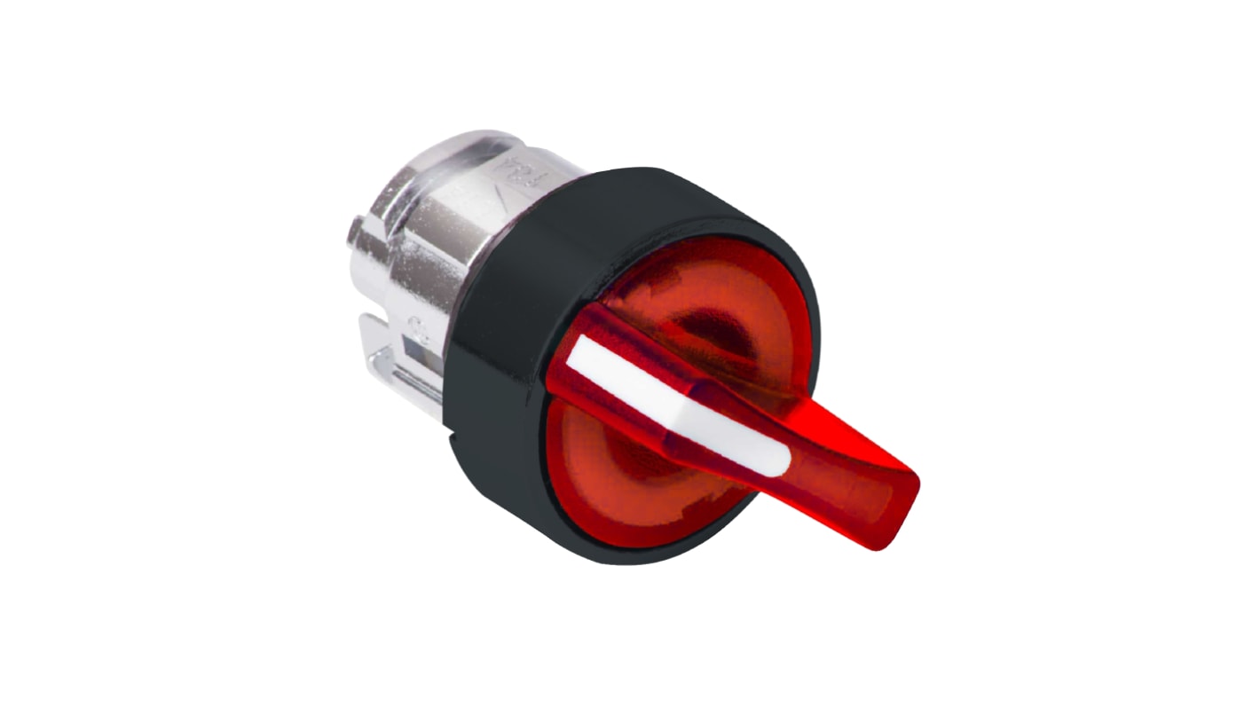 Schneider Electric Harmony XB5 Series 3 Position Selector Switch Head, 22mm Cutout, Red Handle