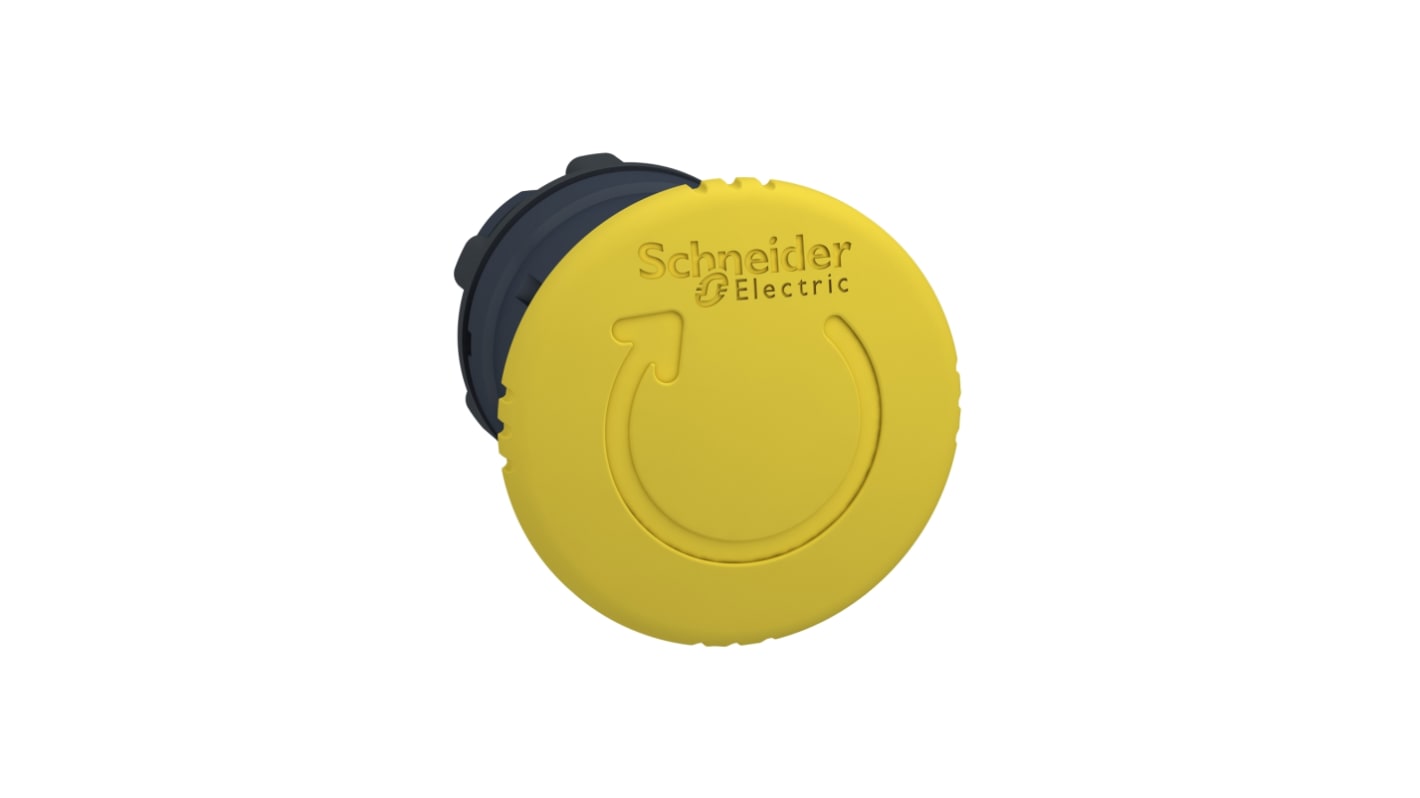 Cabezal de pulsador Schneider Electric serie Harmony XB5, Ø 22mm, de color Amarillo, tipo seta, Enclavamiento, IP66,