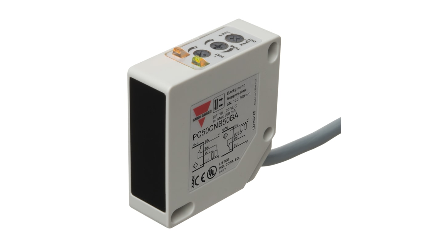 Rs-Online Sensore fotoelettrico Rettangolare Carlo Gavazzi a riflessione diffusa rilevamento 0 → 500 mm uscita PNP/NPN