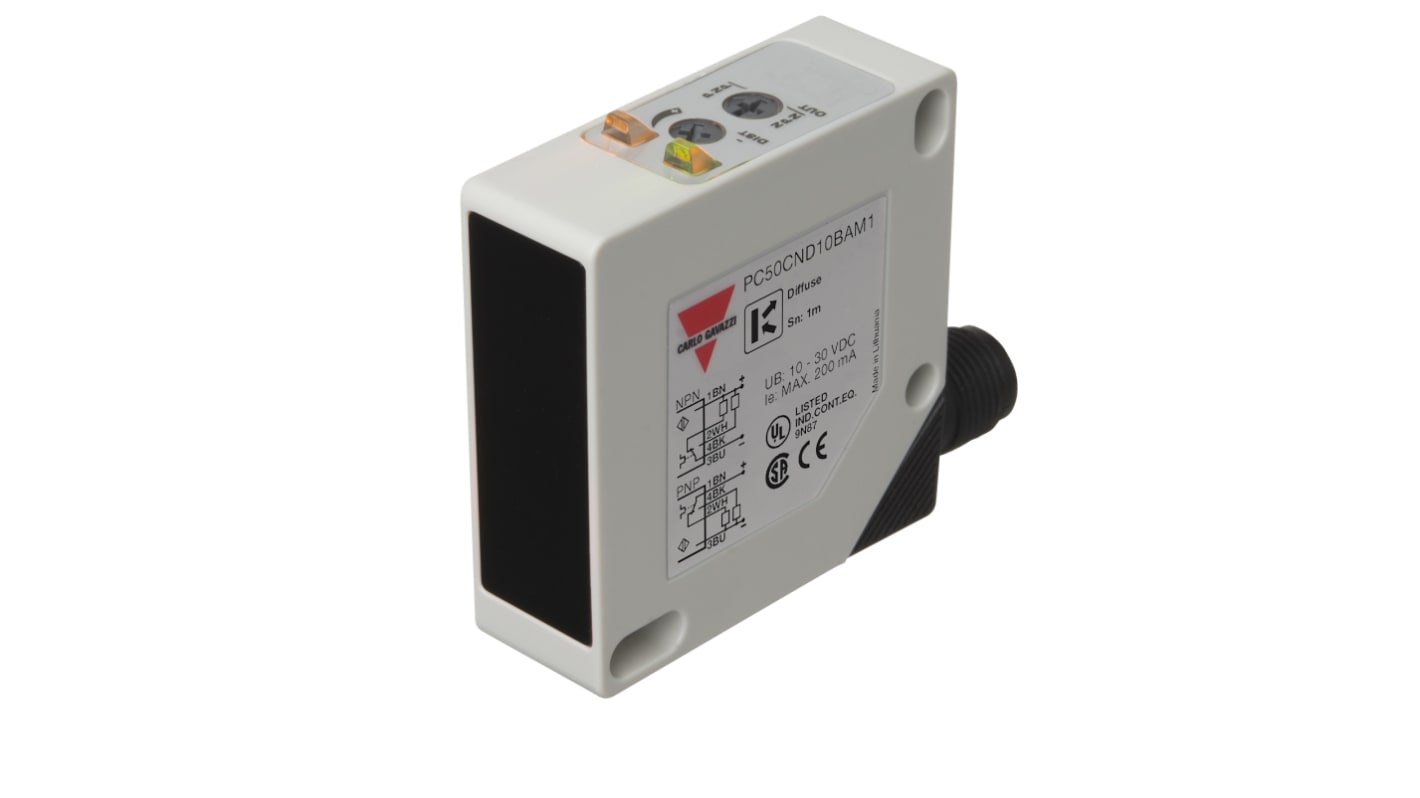 Rs-Online Sensore fotoelettrico Rettangolare Carlo Gavazzi a riflessione diffusa rilevamento 10 → 1000 mm uscita PNP/NPN