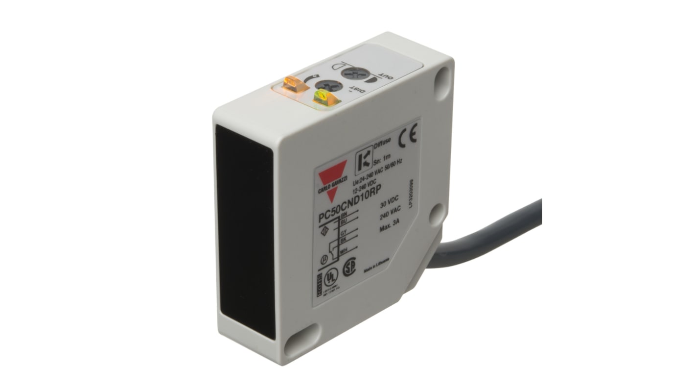 Rs-Online Sensore fotoelettrico Rettangolare Carlo Gavazzi a riflessione diffusa rilevamento 20 → 2000 mm uscita PNP/NPN