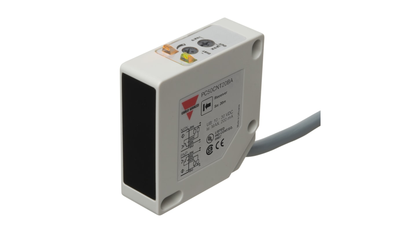 Rs-Online Sensore fotoelettrico Rettangolare Carlo Gavazzi Attraverso il fascio rilevamento 20000 mm uscita NPN